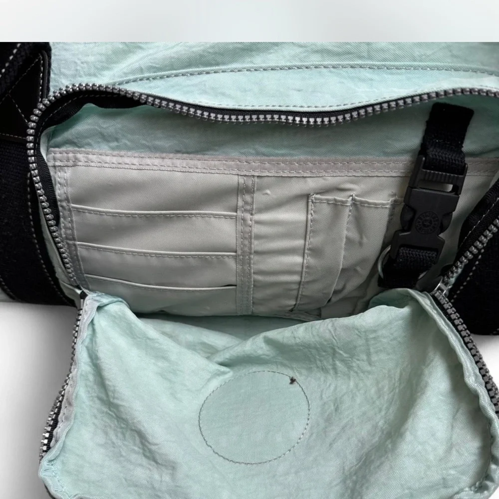 Kipling Mint Green/light blue  Duffel Bag with Black Zipper - Picture 4 of 8